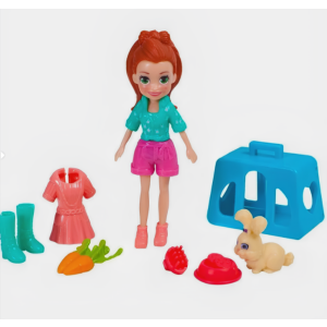 Boneca Polly Pocket Lila com sua Coelhinha