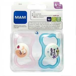 Chupeta MAM Air 6+ meses - Embalagem Dupla Rosa/Azul bebe