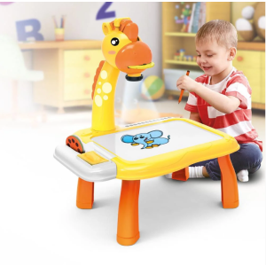 MESA LOUSA DE PINTAR COM PROJETOR DE DESENHOS COM MÚSICA AMARELA SHINY TOYS