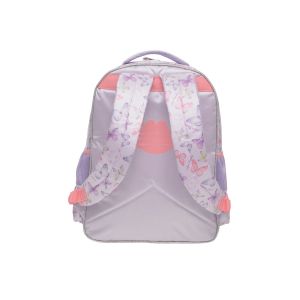 Mochila de Costas Lilica Menina - Lilás com estampa Borboletas