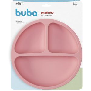 Pratinho em Silicone com Ventosa Rosa Buba