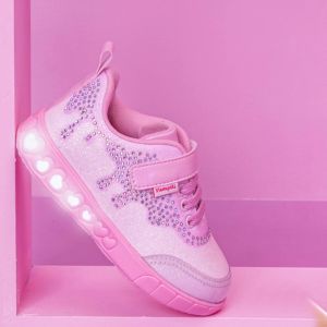 TENIS DE LED INFANTIL PAMPILI SNEAKER LUZ CANDY STRASS ROSA  670040