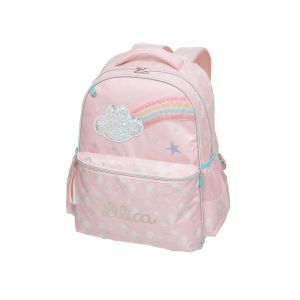 MOCHILA DE COSTAS  LILICA MENINA - ROSA  COM ESTAMPA ARCO-IRIS 971S04