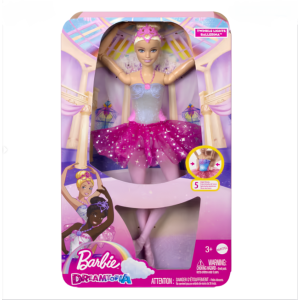 Barbie Fantasia Boneca Bailarina Luzes Brilhantes Rosa